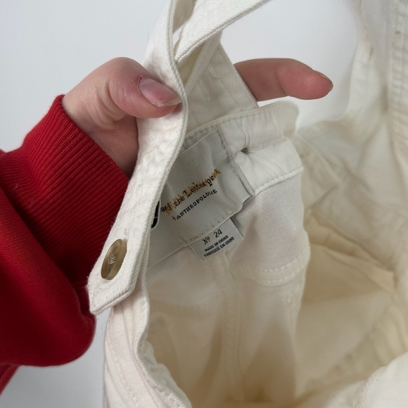 Pilcro White Denim Cross Back Pocket Skinny Leg Overalls - Picture 3 of 4